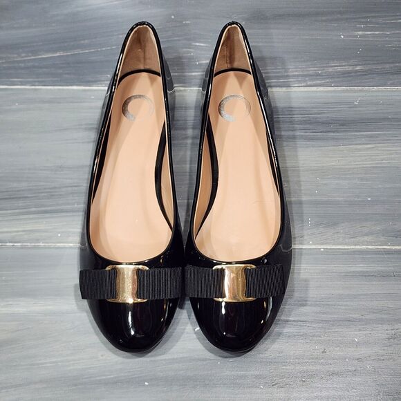 Journee Collection Kim‎ Ballet Flats Black Faux Patent Leather Size 6 - Picture 5 of 13